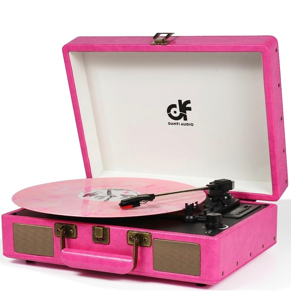 Portable Audio & Video Vintage Bluetooth Suitcase Record Player Pink